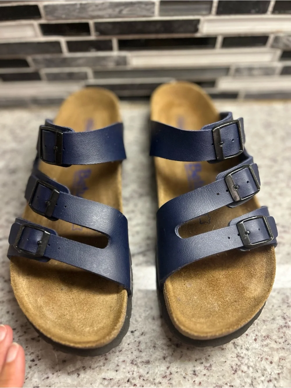 Birkenstock Betula Navy Blue Triple Strap Comfort Sandals - Women's size 7 (38)